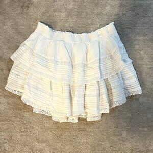 Aerie White Linen Ruffle Tiered Skirt